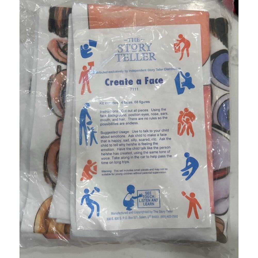 1994 Story Teller‎ Felt Funny Faces Clowns See Touch & Learn Kids Artwork Crafts